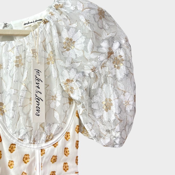 For Love and Lemons Lupita Lace Metallic Corset Bustier Mini Dress NWT Small - Picture 7 of 12